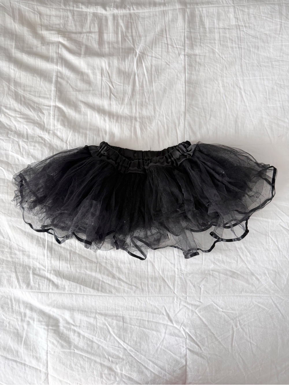 Gothic Black Ruffle Tutu Sheer Layered Mini Skirt with Glitter